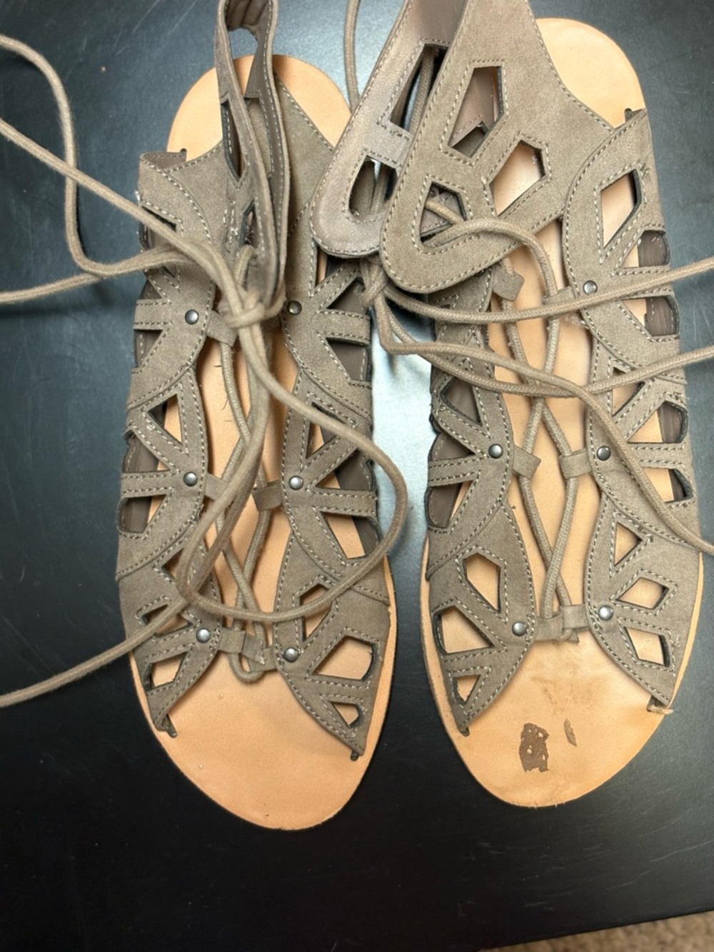 Target Taupe Lace-Up Cutout Gladiator Sandals